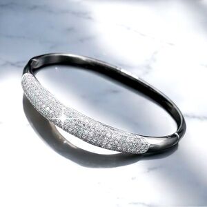 Elegant Silver and CZ Bangle Bracelet